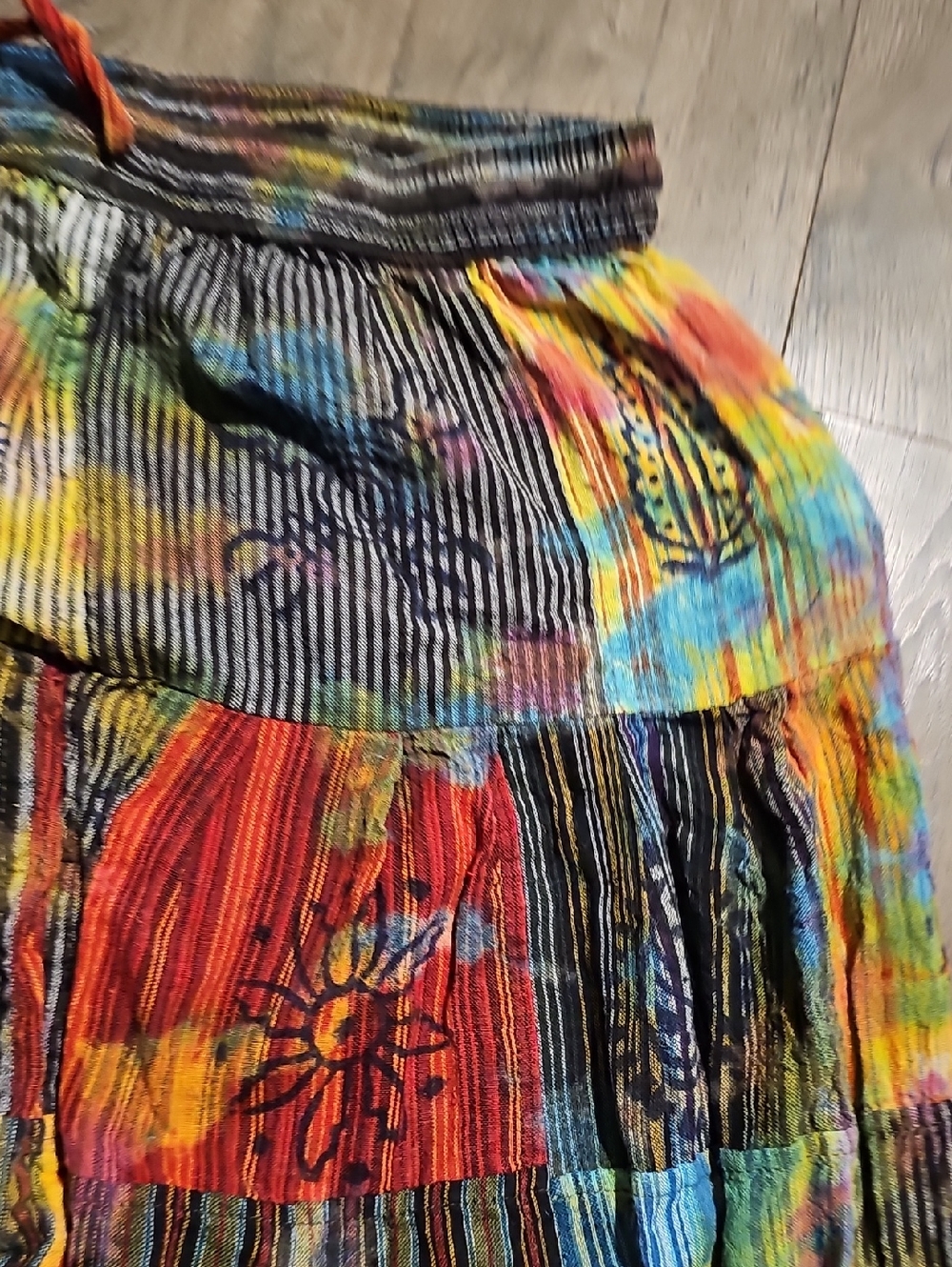 Boho Patchwork Hippie Harem Jogger Pants - Multicolor - Picture 3 of 8